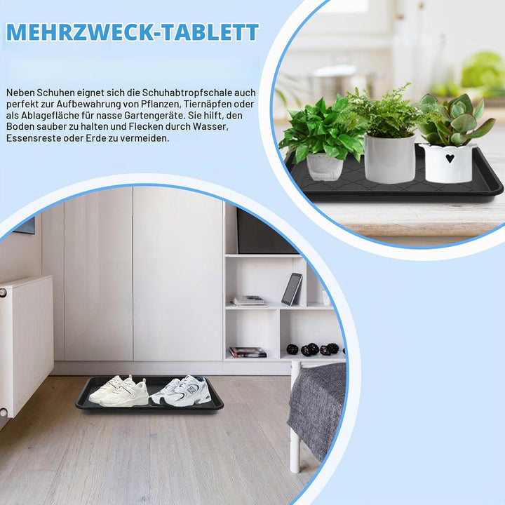 2er Set Schuhabtropfschale, Gross Abtropfschale, Schuhablage aus Kunststoff mit Erhöhtem Rand, für H