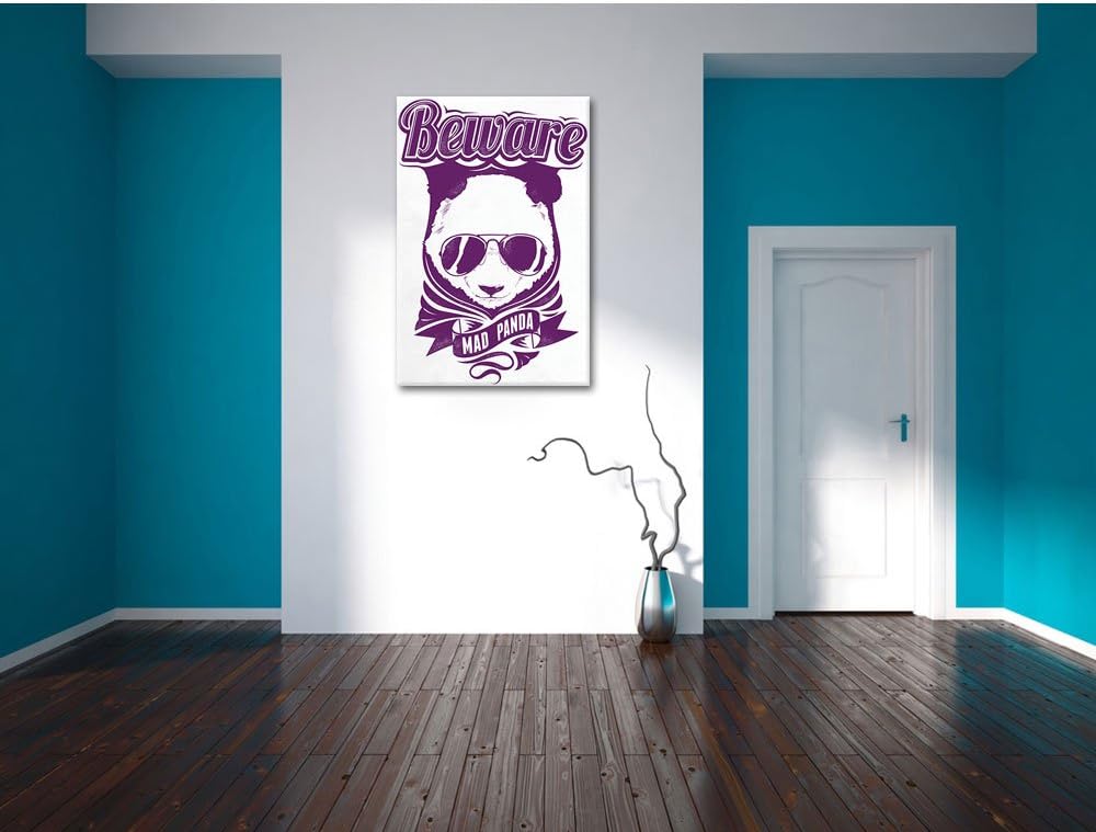 Pixxprint Mad Panda White Bild auf Leinwand, XXL riesige Bilder fertig gerahmt mit Keilrahmen, Kunst