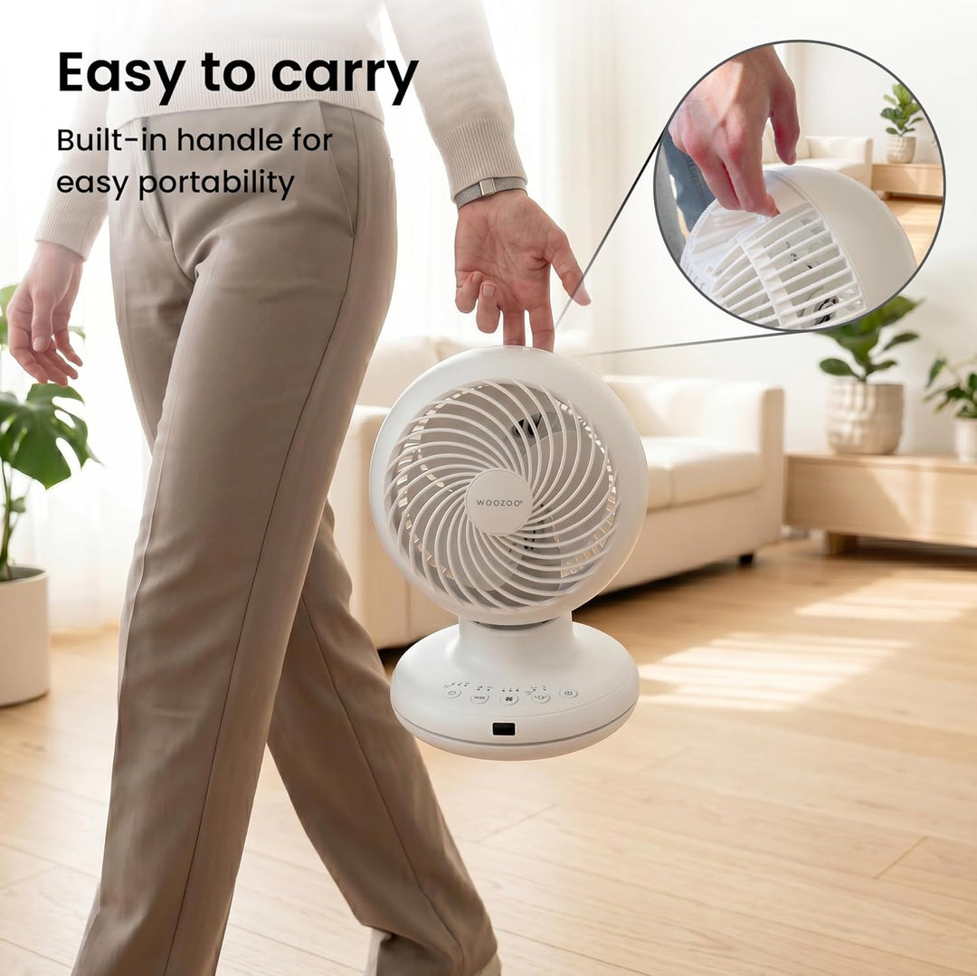Iris Ohyama Woozoo Tischventilator, 30 m², Weiss, 3 Geschwindigkeiten, Fernbedienung, Leise, Multidi