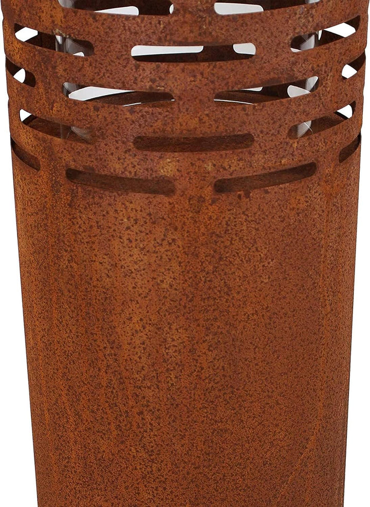 Dekoleidenschaft 2 Windlicht-Säulen aus Metall im Rost Design, 75 + 95 cm hoch, Garten-Laterne, Kerz