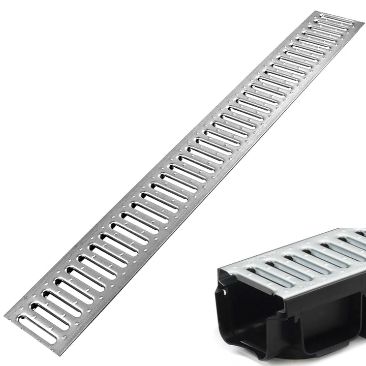 Megaastore Stahlverzinkt Sanierungsrost Ersatzrost für Rinne, Entwässerungsrinne (3 Meter) 3.0 Meter
