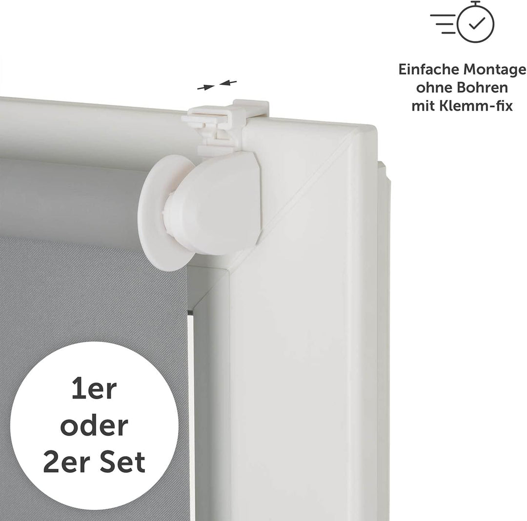 Blumtal Verdunklungsrollo 60 x 130-155 cm - Klemmfix Rollo ohne Bohren - Thermorollo Klemmfix - Fens