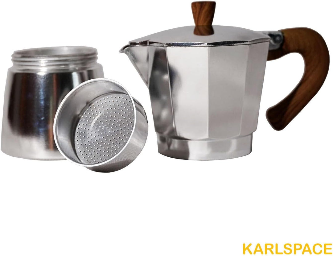 Karlspace Premium-Espressokocher Kaffee Aluminium für 6 Tassen - in verschiedenen Farben - Herdplatt