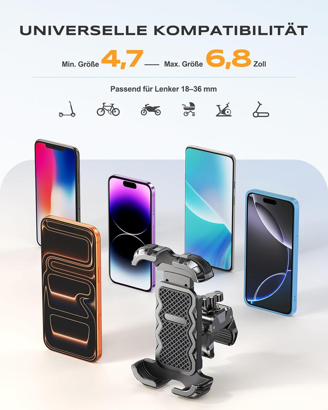 Babacom Handyhalterung Motorrad [1s Auto-Sperre] [360° Anti-Shake] Handyhalterung Fahrrad Lenker für