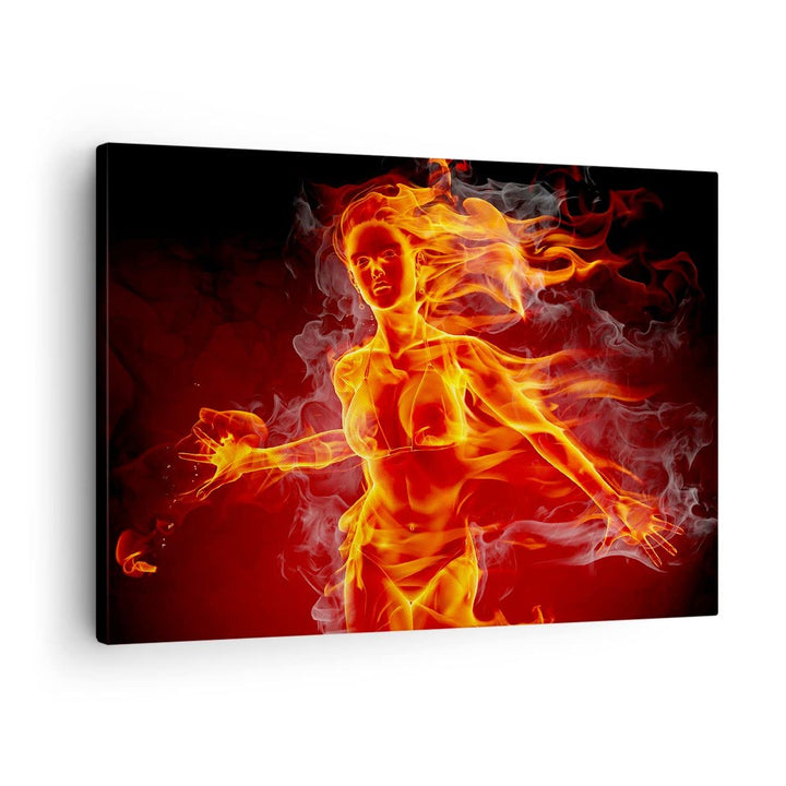 Bilder auf Leinwand Frau Flammen Illustration Leinwandbild 70x50cm Wandbilder Dekoration Wohnzimmer