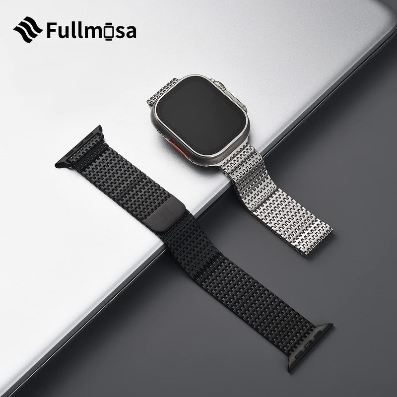 Fullmosa Kompatibel mit Apple Watch Series Ultra2/ Ultra Armband 49mm mit Hülle, Magnetisch Edelstah