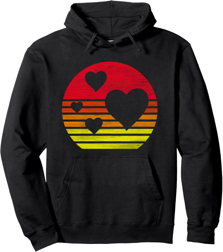 Retro Herzen Valentinstag Pullover Hoodie