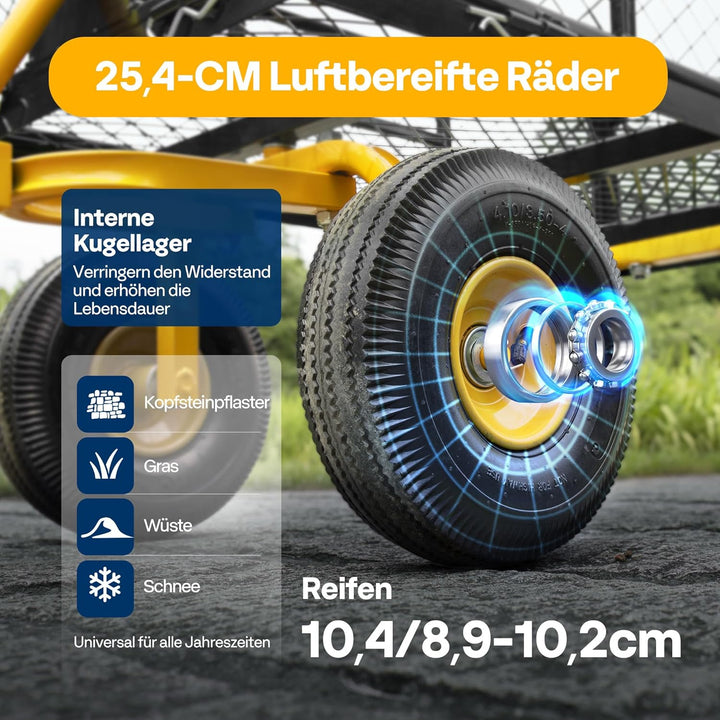 VIVOHOME Gartenwagen Bollerwagen mit Abnehmbaren Seiten Belastbar bis 400kg | Belastbarer Transportw