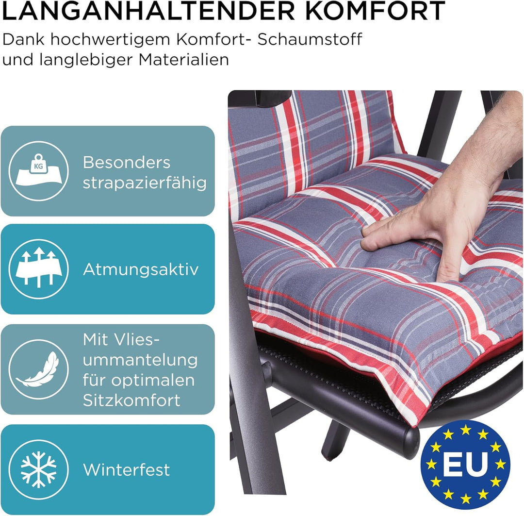 gardisun Gartenstuhlauflagen Hochlehner mit Kopfteil I Extra Dicke Sitzauflagen I Made in Europe I P