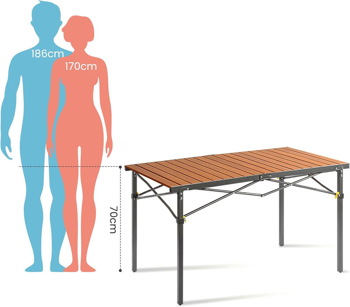 Join Nature Campingtisch Klappbar Bis 100KG mit Tragetasche Alu Klapptisch für 6 Personen - Roll Up