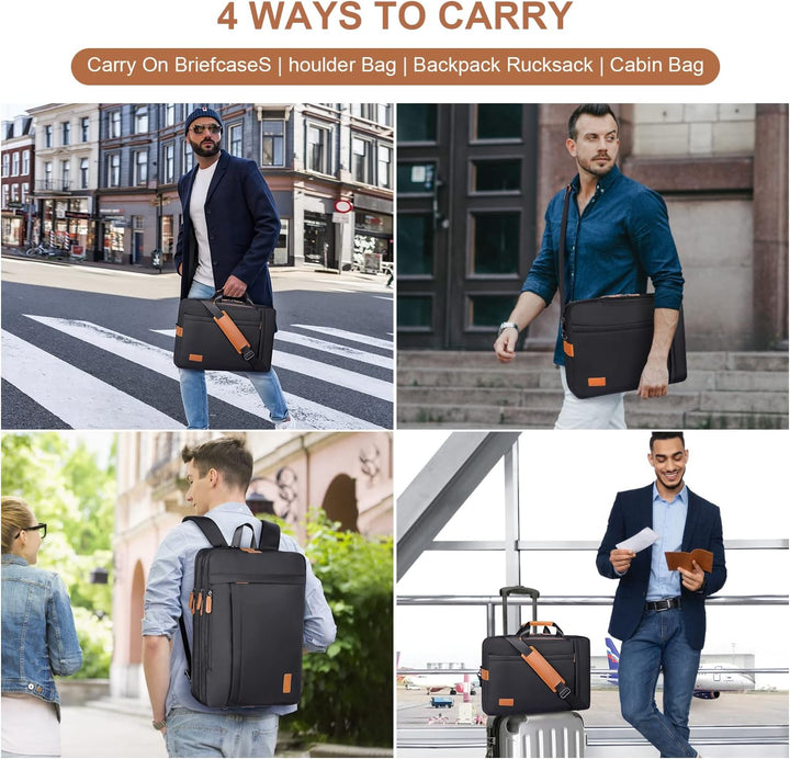 ESTARER Umwandelbar Rucksack Laptoptasche Umhängetasche Herren 17/17,3 Zoll Multifunktions Nylon Tas