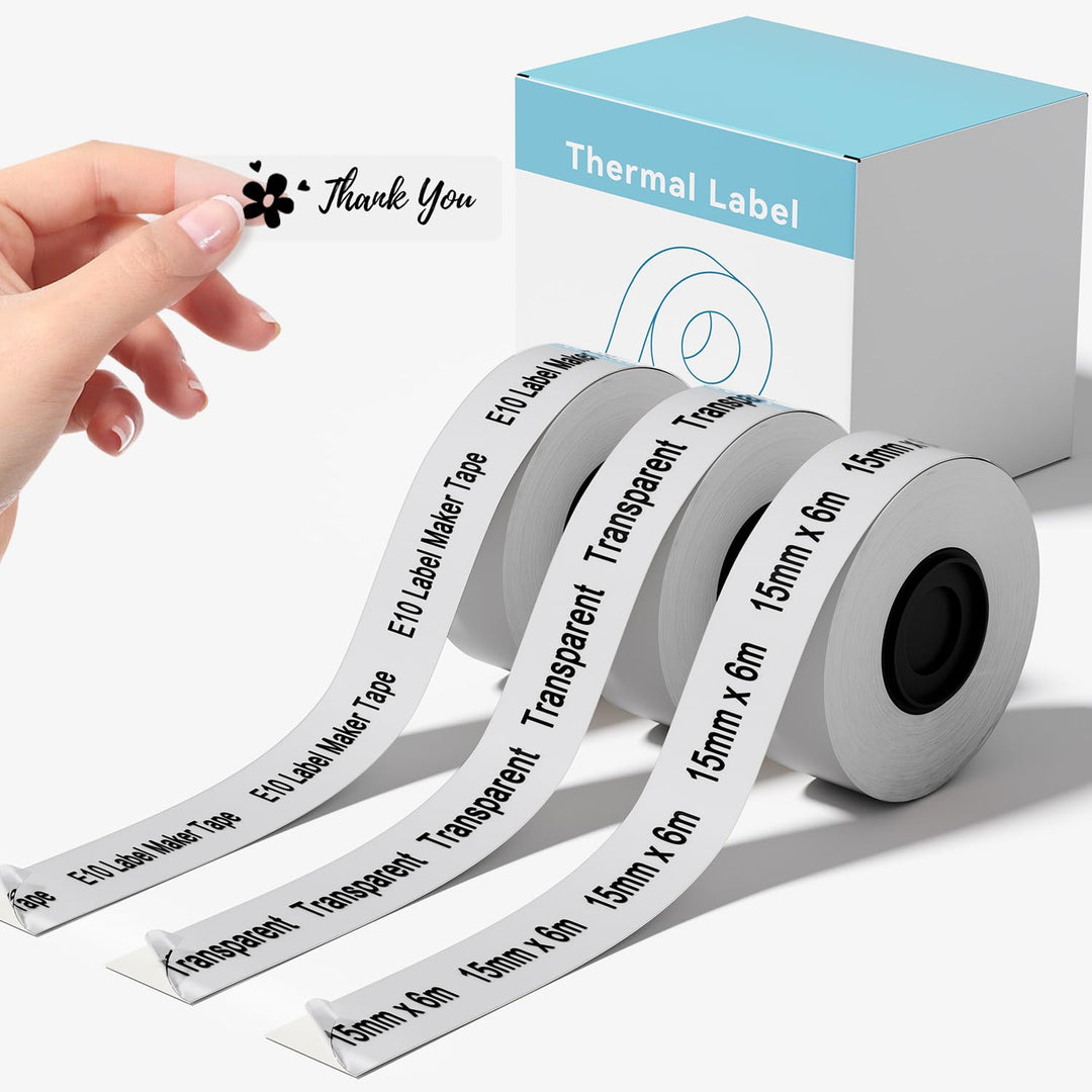 3 Rollen kompatibel mit SUPVAN E10 &amp; E11 Label Maker Tape, transparent, 3