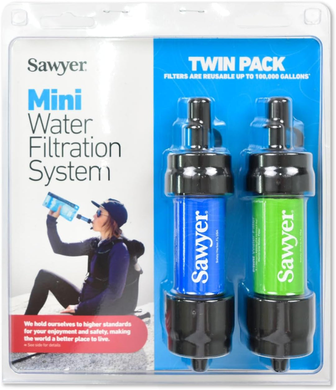 Sawyer Mini Filter Sparsets Wasserfilter für Camping Outdoor Hiking Wandern Sport Fitness (SP2101 Bl