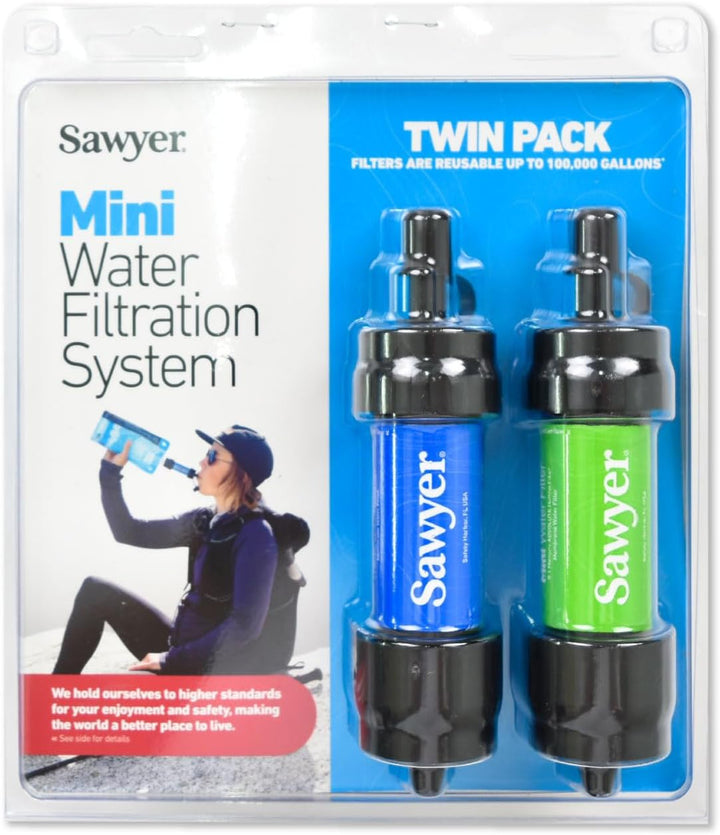 Sawyer Mini Filter Sparsets Wasserfilter für Camping Outdoor Hiking Wandern Sport Fitness (SP2101 Bl