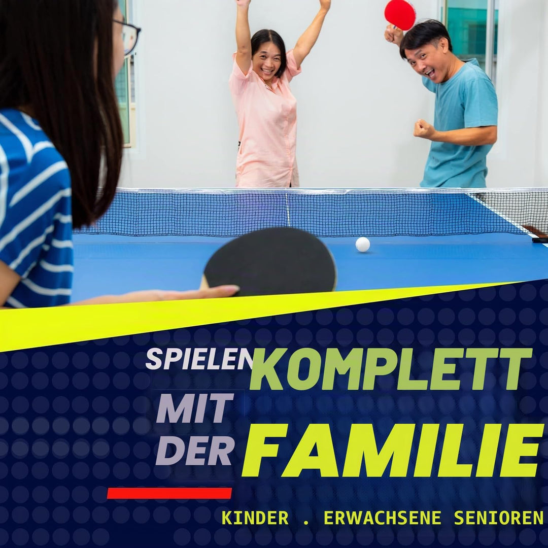 Ping Pong Paddles Set, Professionelle Tischtennisschläger und Bälle, einziehbares Netz mit Pfosten u
