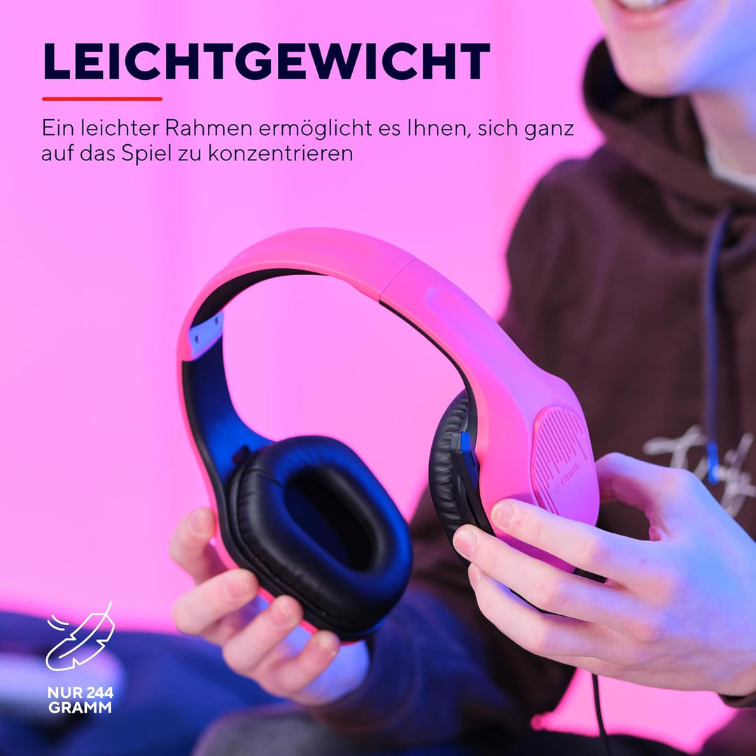 Trust Gaming GXT 415P Zirox Leichtes Gaming Headset mit 50-mm-Treiber für PC, Xbox, PS4, PS5, Switch