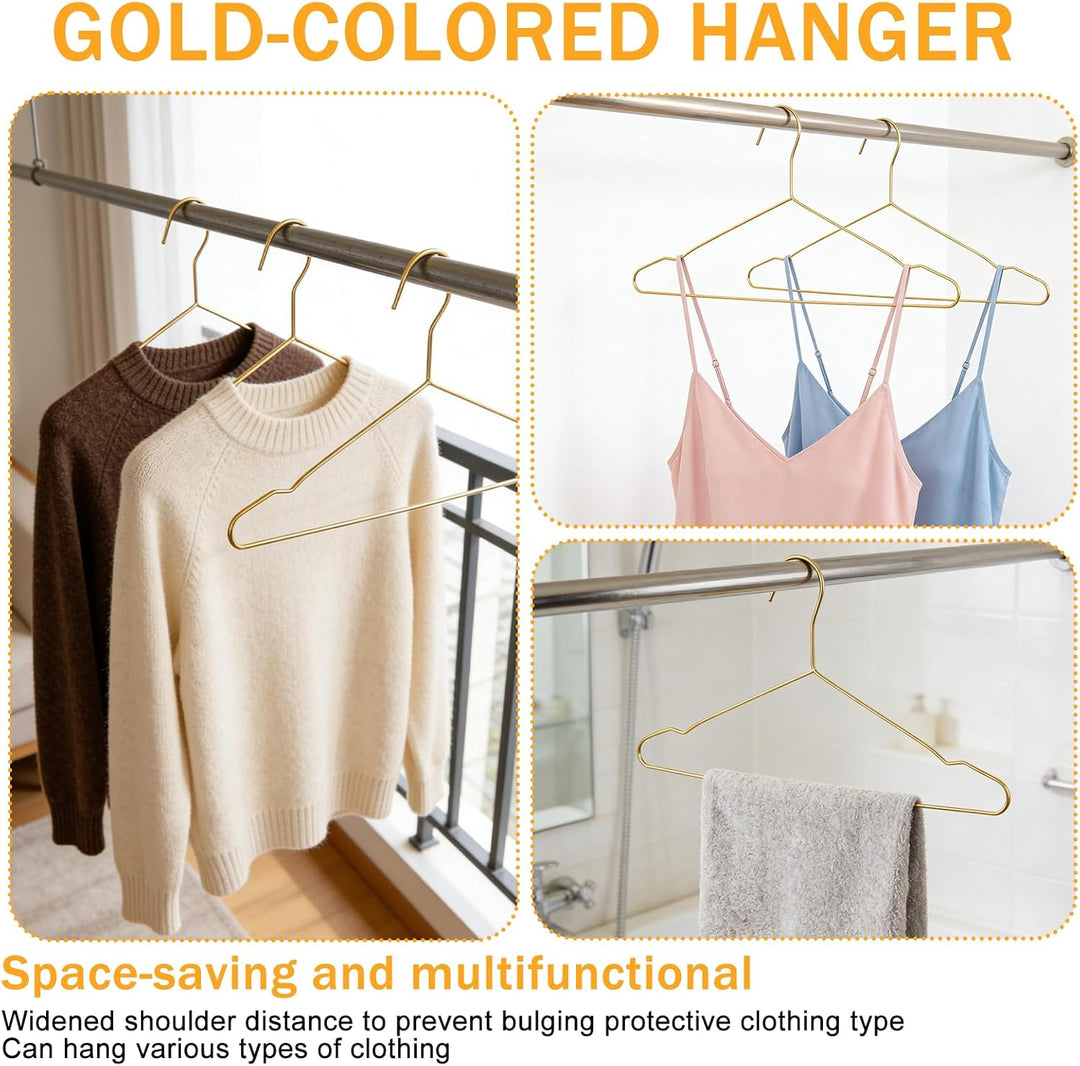 YEXEXINM 30er-Pack Goldene Metallbügel, 42cm Edelstahl Kleiderbügel mit Kugelspitzen, 3,0mm Dicke Ro
