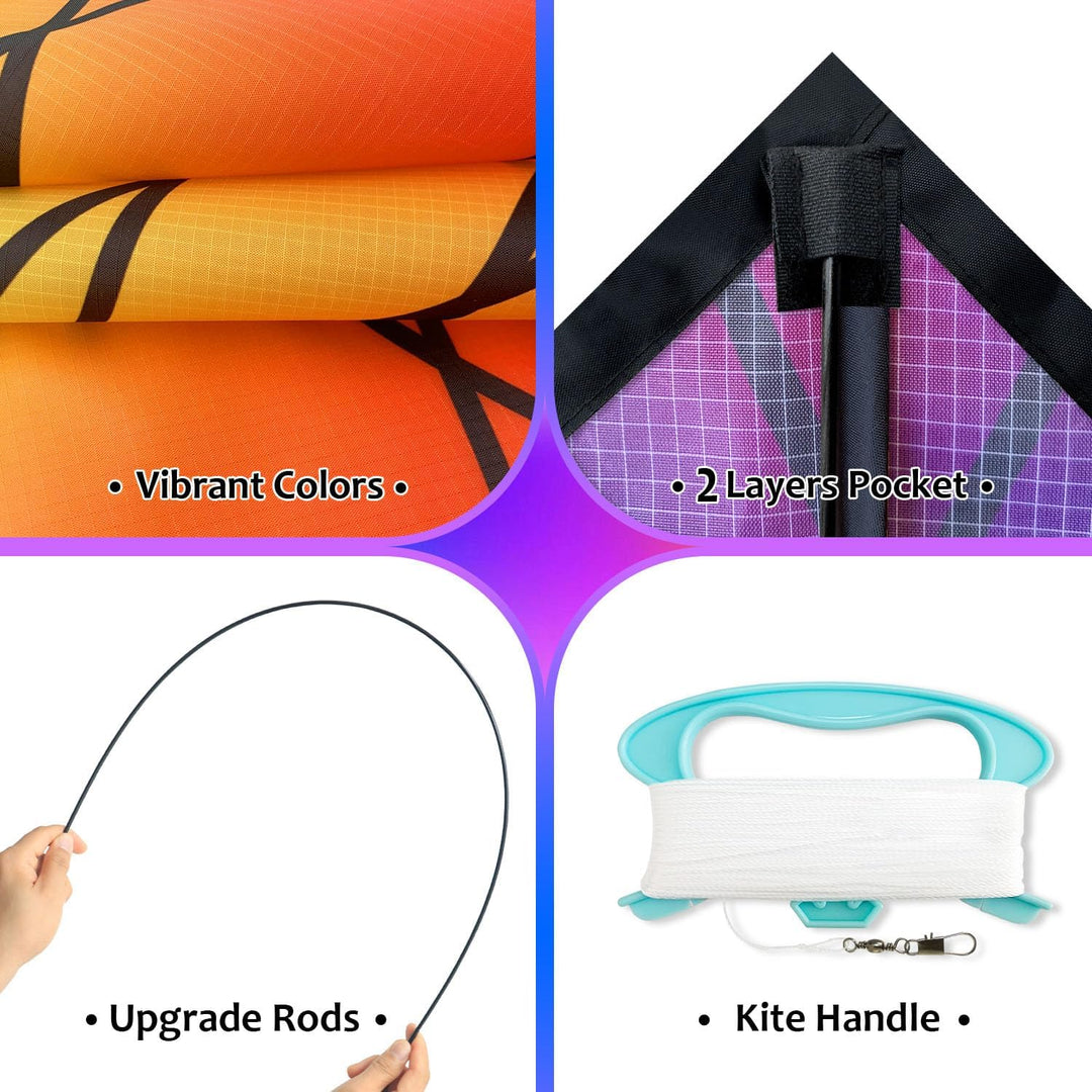 HONBO Children's Kite Large Delta Kites for Children and Adults for Beach Trip Outdoor Games, Perfec