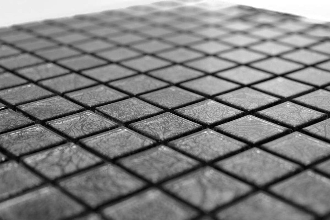 Mosaik Fliese Transluzent Glasmosaik Crystal schwarz Struktur 10 Mosaikmatten