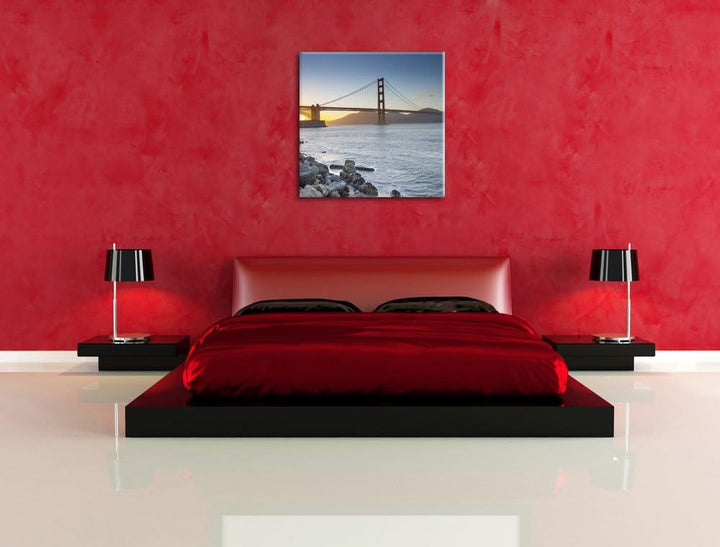 Pixxprint Imposante Golden Gate Bridge als Leinwandbild/Grösse: 70x70 / Wandbild/Kunstdruck/fertig b