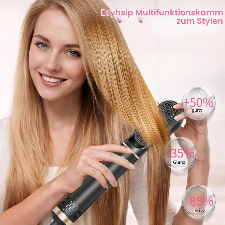 5-in-1-Heissluftbürste mit negativen Ionen und multifunktionaler Haartrockner-Styler mit Lockenstab,
