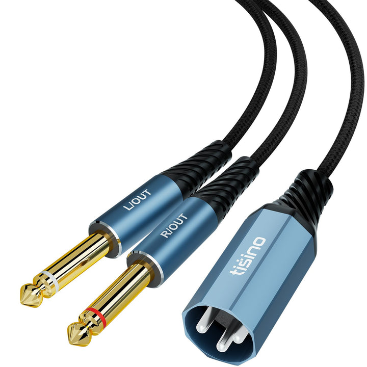 Tisino Dual 6,35mm TS Klinkenstecker auf XLR Splitterkabel (2m), XLR Stecker auf Dual 6,35mm TS Mono