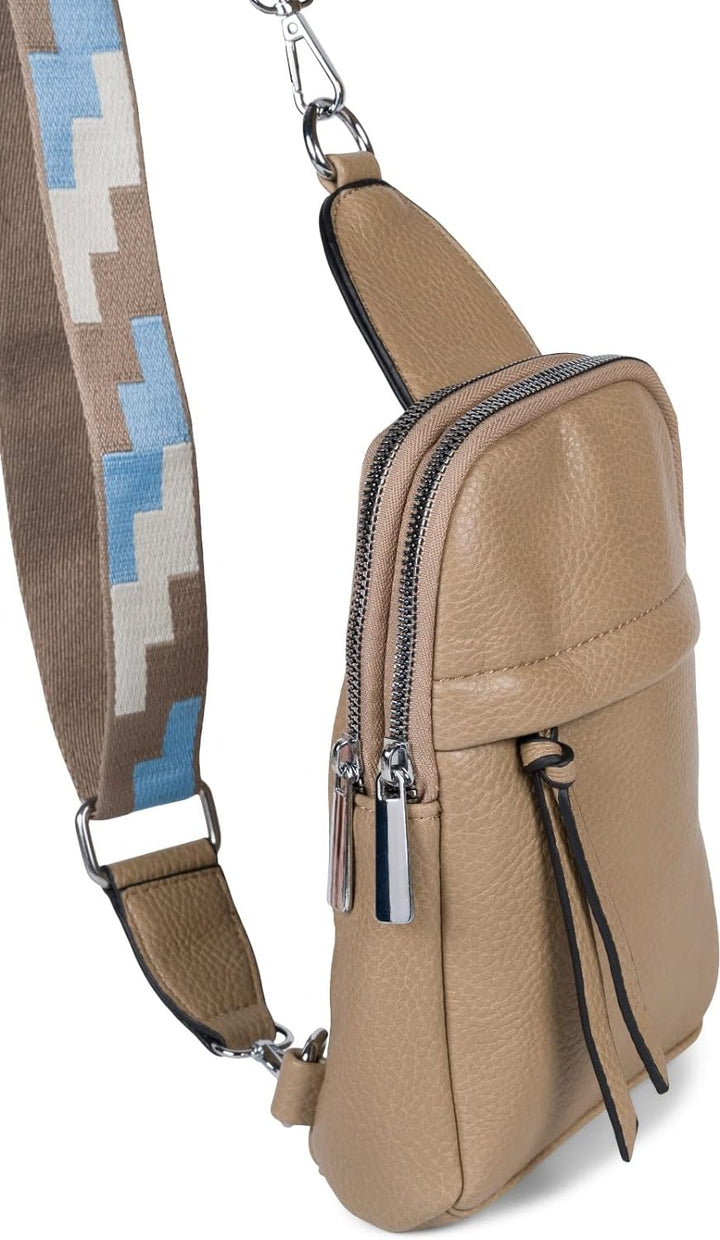 styleBREAKER Damen One Shoulder Rucksack, gemusterter Schultergurt, Einfarbige Crossbody Bag, Cityru