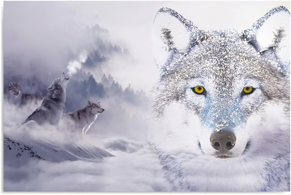 Feeby, Leinwandbild, Bilder, Wand Bild, Wandbilder, Kunstdruck 50x70cm, Wolfs, MODERN, DOPPELTE BELI