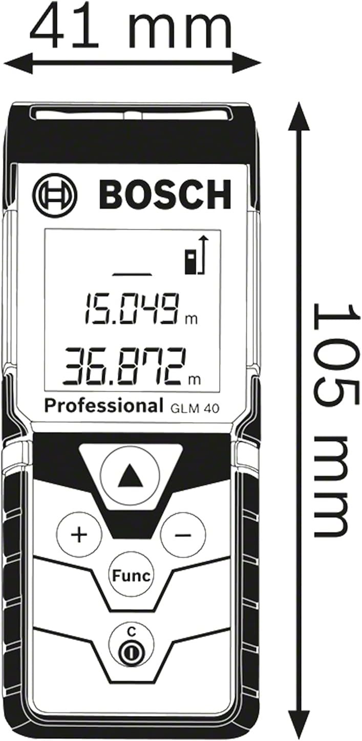 Bosch Professional Laser Entfernungsmesser GLM 40 (Flächen-/Volumenberechnung, max. Messbereich: 40