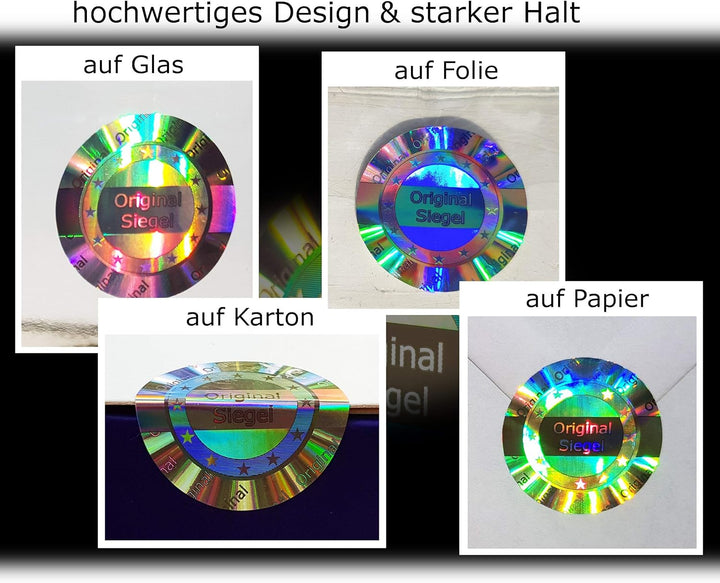 1000 Stk - 3D Hologramm Original-Siegel 25mm silber glänzend - Sicherheitssiegel, Qualitätssiegel, G