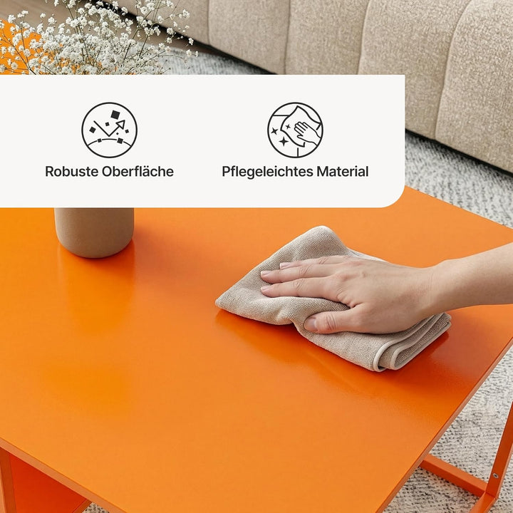 [en.casa] Couchtisch Solund Beistelltisch Metall Orange Wohnzimmertisch mit Stauraum 90 x 60 x 45 cm