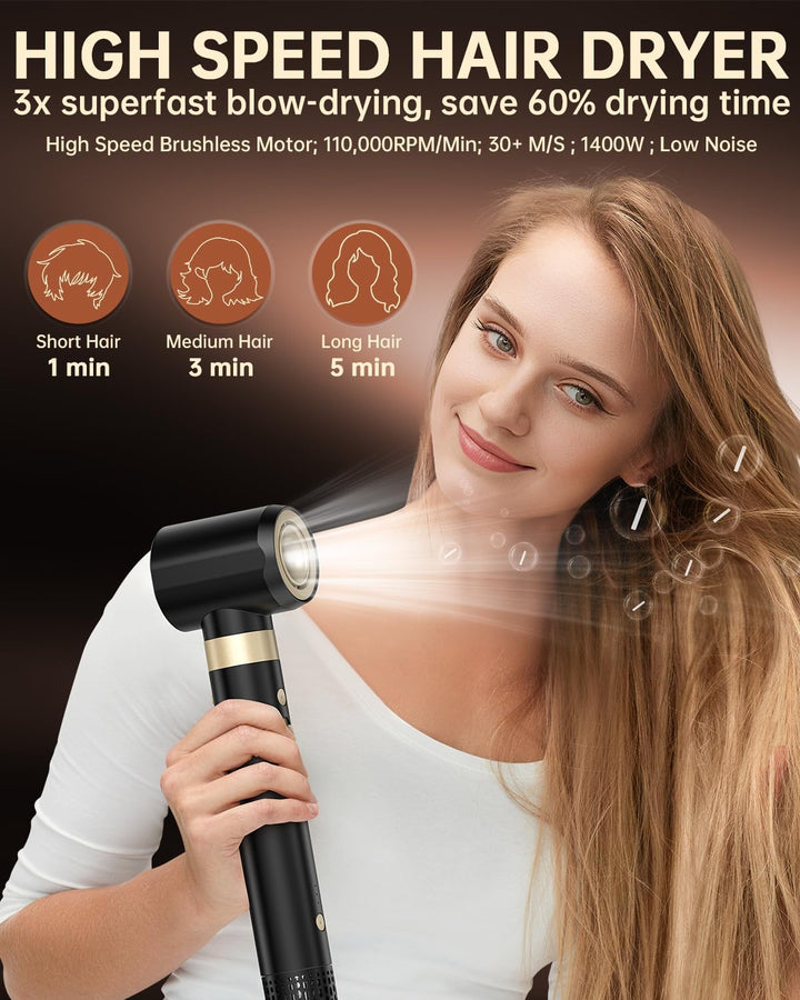 webeauty [Dual Voltage] 6in1 Airstyler Neues Upgrade,110,000U/Min, 30M/S, 500 Millionen Negative Ion