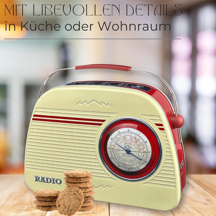 Runde Radiodose beige gross - Aufbewahrungsdose, Keksdose, Blechdose - lebensmittelecht - Vol. 3,0l