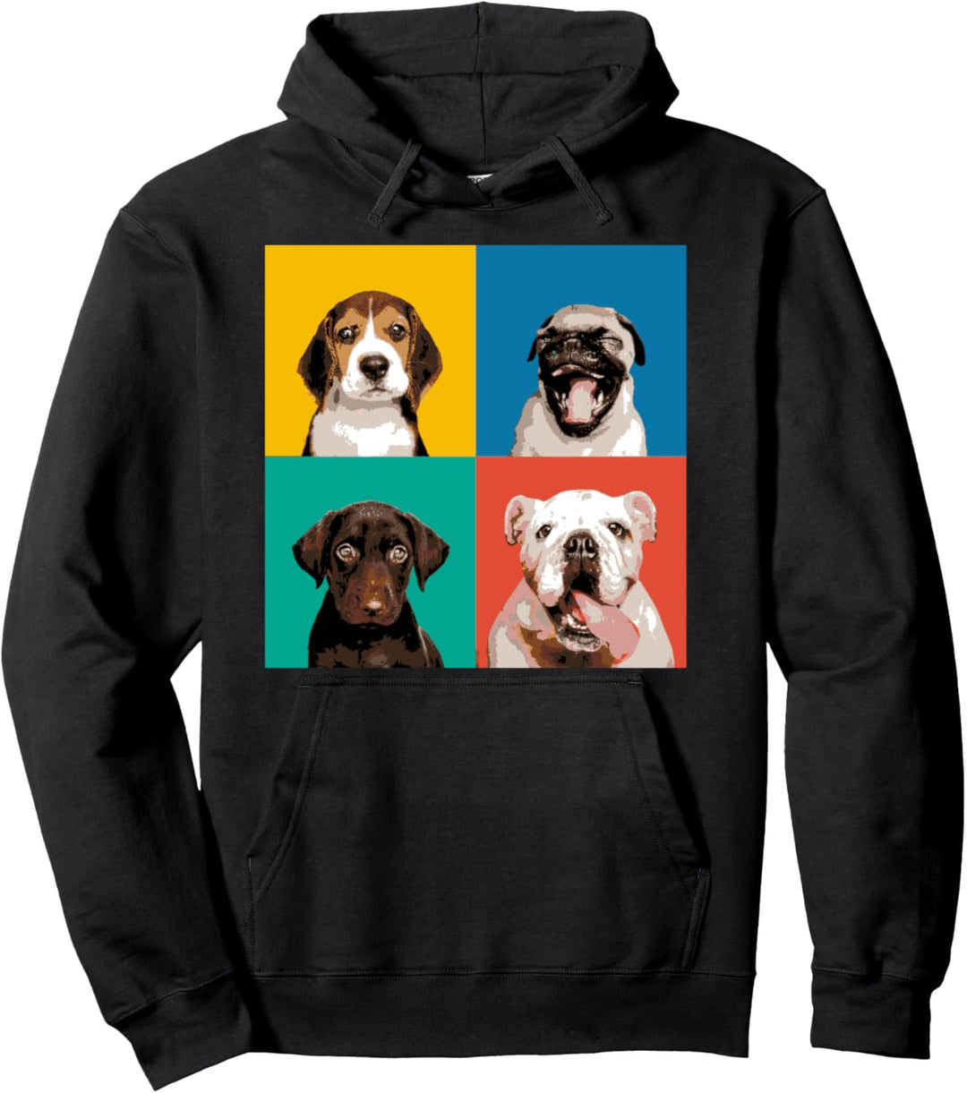 lustiges buntes Hunde Pop Art Comic Hundehalter Geschenk Pullover Hoodie