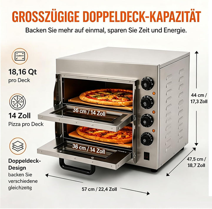 Kommerzieller Pizzaofen 14-Zoll mit 50-350°C &amp; 60min Timer