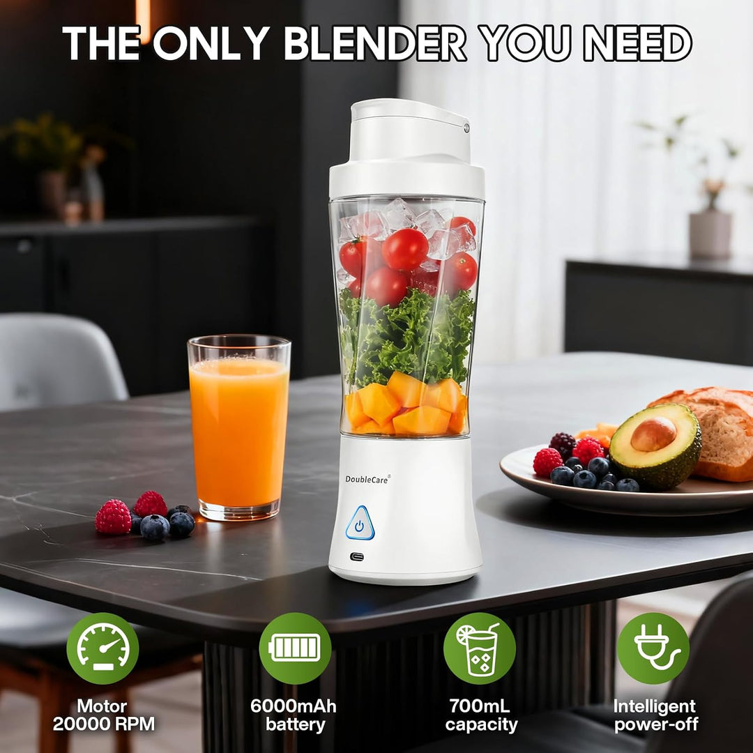 Mixer Smoothie Maker 700ml, Wiederaufladbarer, 6000 mAh Portable Blender | 3D 6 Klingendesign und IP