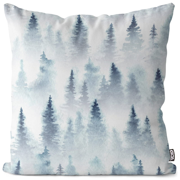 VOID Wald Nebel Kissenbezug Kissenhülle Sofakissen Kissen Deko Weihnachten Winter Weihnachtsdeko, Ki