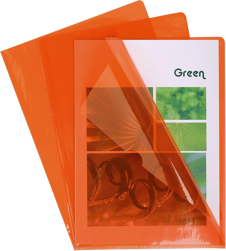 Exacompta 661245E 100er Pack PVC-Kunststoff Aktenhüllen. Für DIN A4 transparent glasklar orange oben