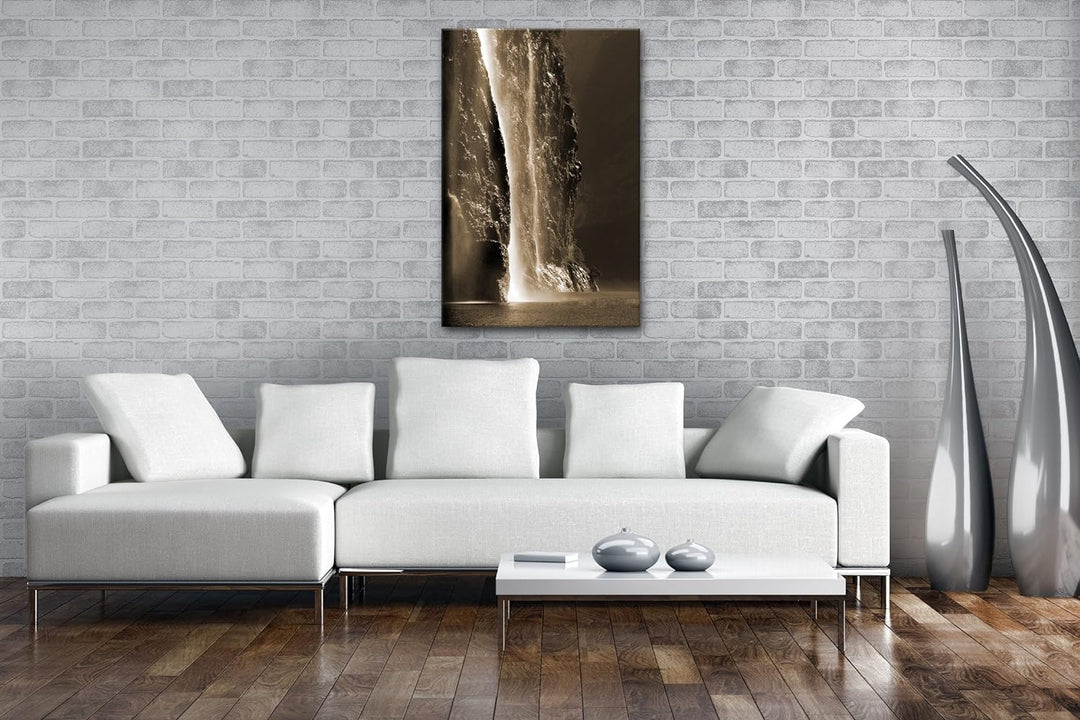 deyoli gigantischer Wasserfall Format: 80x60 Effekt: Sepia als Leinwand, Motiv fertig gerahmt auf Ec