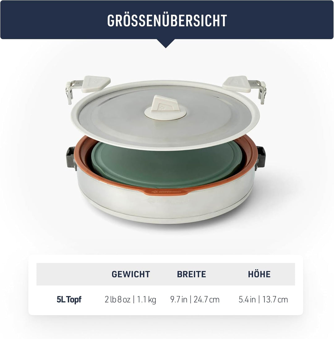 SEA TO SUMMIT - Detour Essentials Camp Kitchen Kit - 2 bis 4 Personen, 4-teilig - Faltbarer Topf 5L