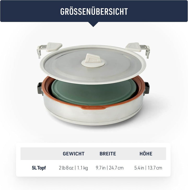 SEA TO SUMMIT - Detour Essentials Camp Kitchen Kit - 2 bis 4 Personen, 4-teilig - Faltbarer Topf 5L