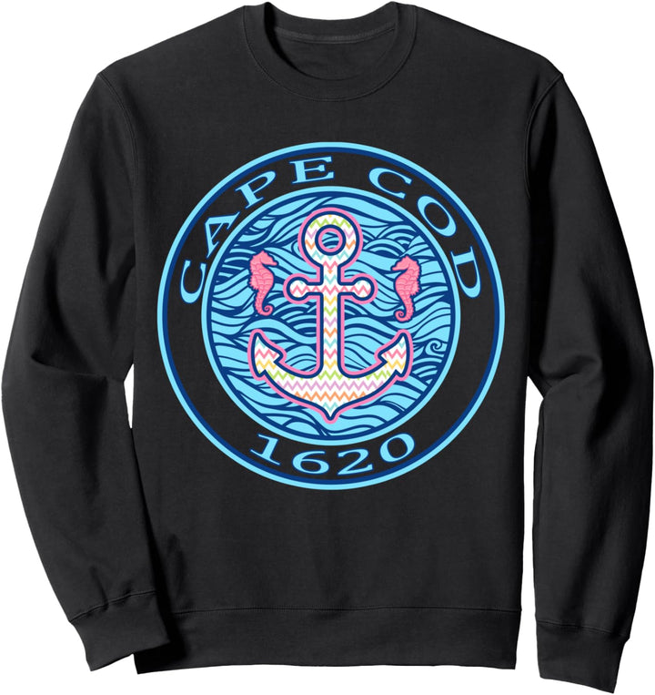 Cape Cod Preppy Anchor Seepferdchen Pink Blue Sweatshirt