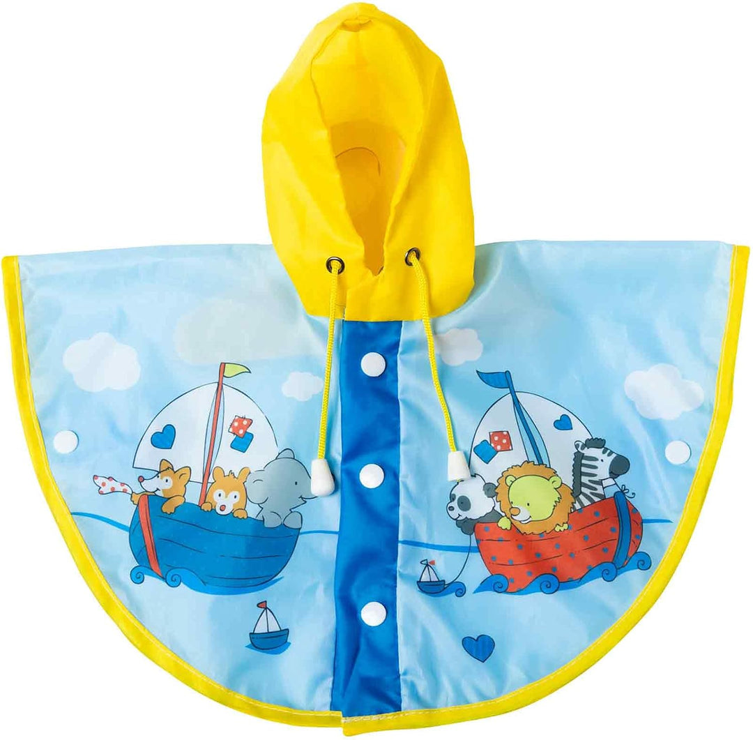 Heless 175 - Regen-Set für Puppen im Design Segelfreunde, 3 teilig mit Regen-Cape, Regen-Schirm und