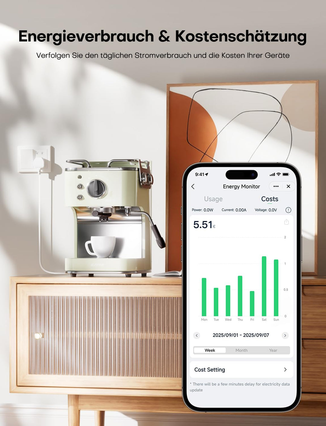 Maxcio Smart Steckdose Modul mit Strommessung 16A 3680W, Stromzähler Steckdose mit Zeitschaltuhr, St