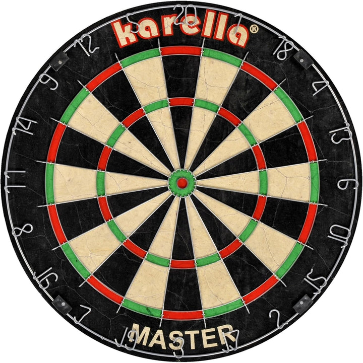 Karella Dartboard Master - hochwertiges Sisal Turnierdartboard, inkl. Wandhalterung und Spielregeln,
