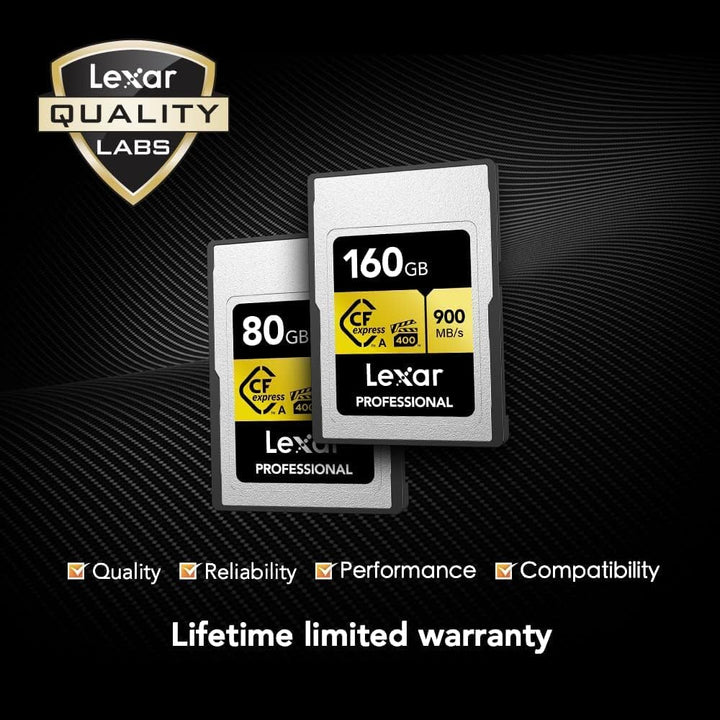 Lexar Professionelle 160 GB CFexpress Typ A Gold Series Speicherkarte, bis zu 900 MB/s Lesen, Kinoqu