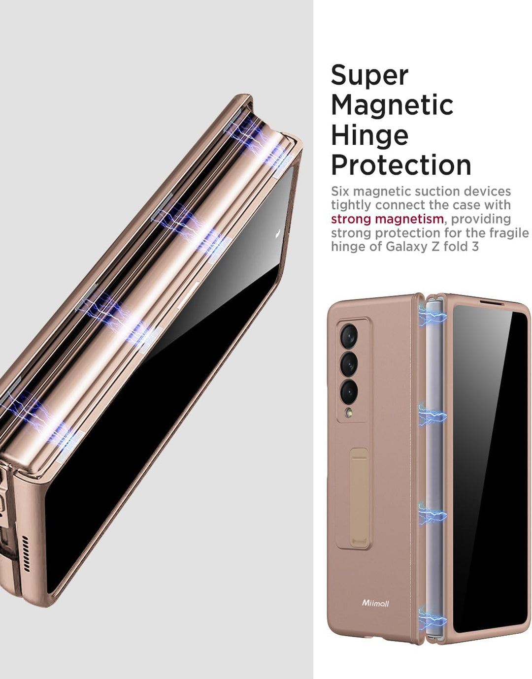 Miimall Kompatibel mit Samsung Galaxy Z Fold 3 Hülle mit Displayschutz Anti-Peeping+Magnetischer Sch