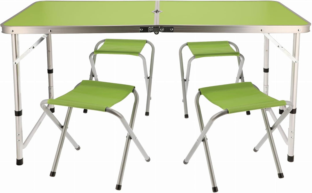 JUMI Klappbarer Campingtisch - Beistelltisch mit 4er Stuhle Set, Klapptisch zum Camping, Multifunkti