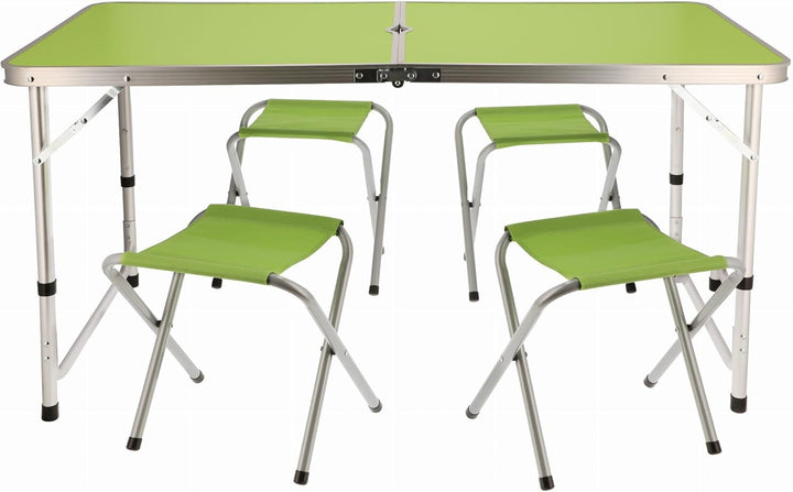JUMI Klappbarer Campingtisch - Beistelltisch mit 4er Stuhle Set, Klapptisch zum Camping, Multifunkti