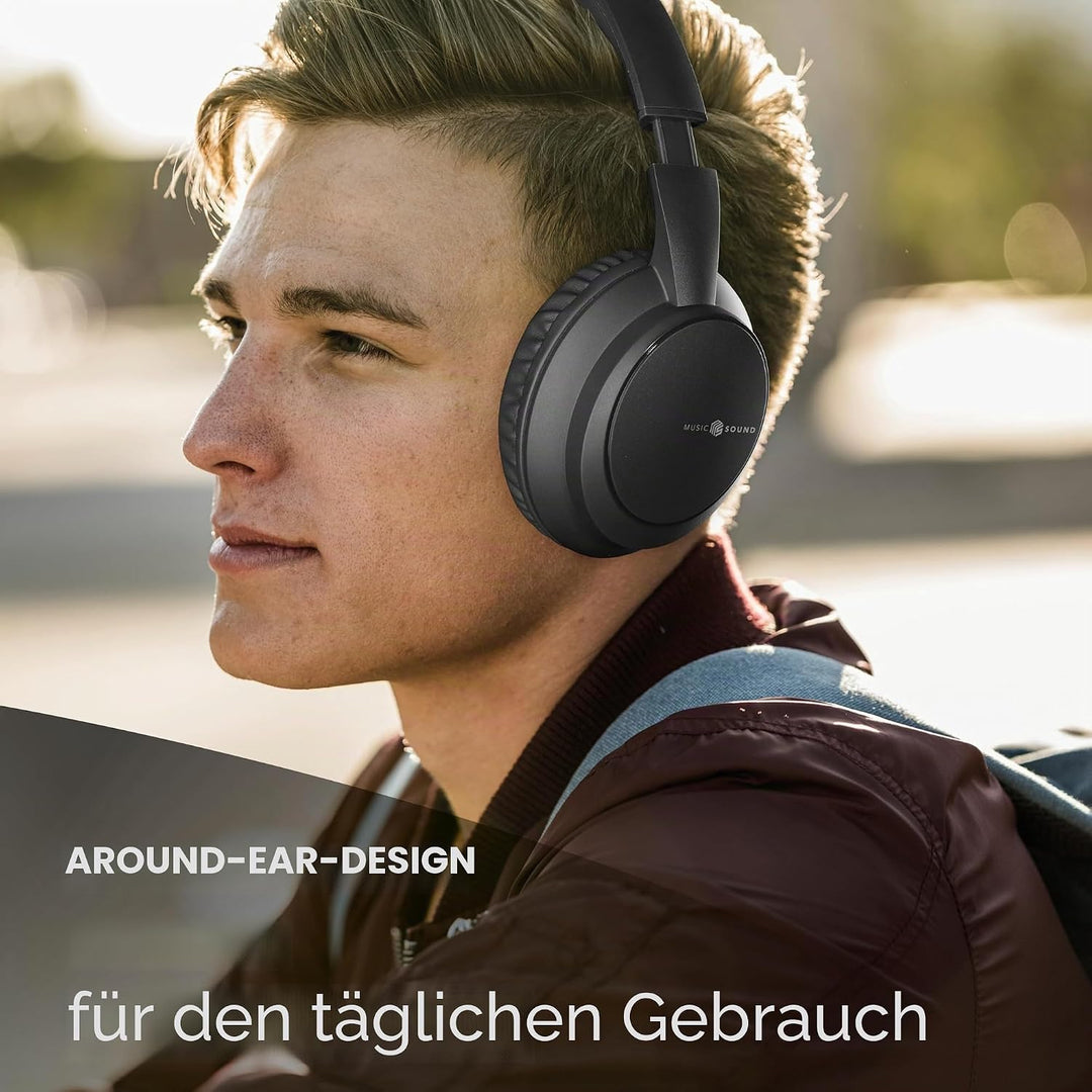 Music Sound Boost, Kabellose Around-Ear-Kopfhörer mit integriertem Mikrofon, 3 EQ-Modi, bis zu 8 Stu